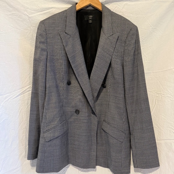 J.Crew 365 Double-Breasted Plaid/Houndstooth Wool Blend Blazer | Size 12 - Picture 1 of 4